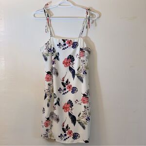 Dee Elly Dress Cream Floral Lined Sundress Strappy Sz Small Gorgeous